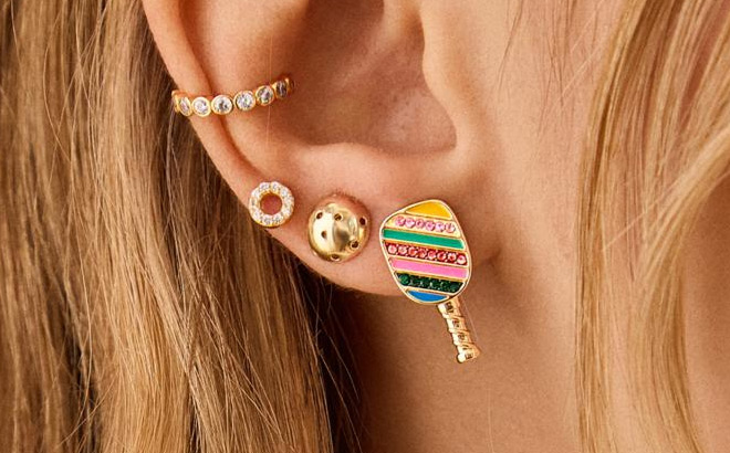 Baublebar Paddles Up Pickleball Paddle and Wiffle Ball Earrings Set