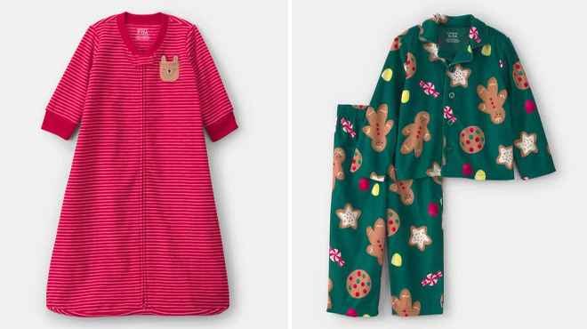 Carters Baby Christmas Reindeer Striped Fleece Sleep Bag and Toddler 2 Piece Christmas Gingerbread Fleece Loose Fit Pajama Set Carters Baby Christmas Reindeer Striped Fleece Sleep Bag and Toddler 2 Piece Christmas Gingerbread Fleece Loose Fit Pajama Set