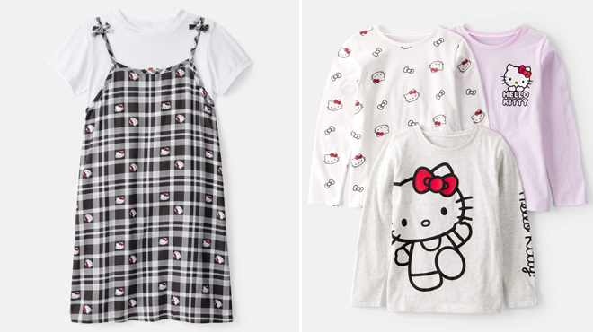 Carters Hello Kitty Girls 2 Piece Tee Dress Set and Carters Hello Kitty Girls 3 Pack Long Sleeve Graphic Tees Carters Hello Kitty Girls 2 Piece Tee Dress Set and Carters Hello Kitty Girls 3 Pack Long Sleeve Graphic Tees