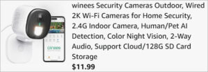 Checkout page of Winees Security Camera Checkout page of Winees Security Camera