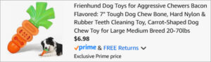 Chexkout page of Frienhund Bacon Flavored Dog Chew Toy