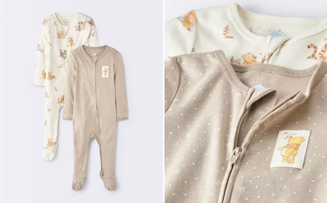 Cloud Island Baby 2 Pack Winnie the Pooh Sleep N Play Pajama
