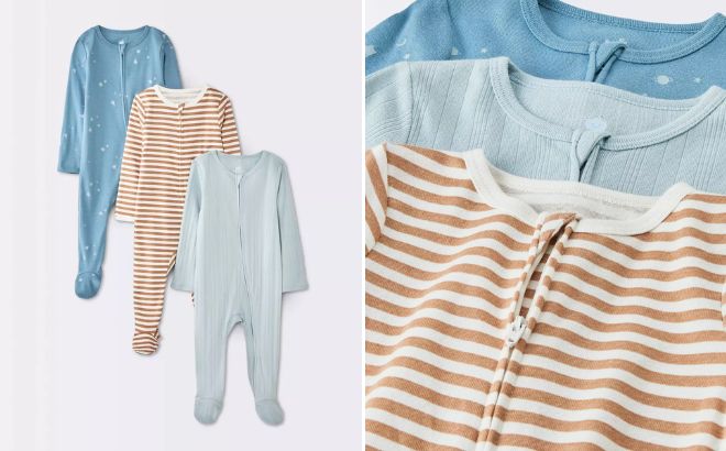 Cloud Island Baby Boys 3 Pack Outerspace Sleep N Play