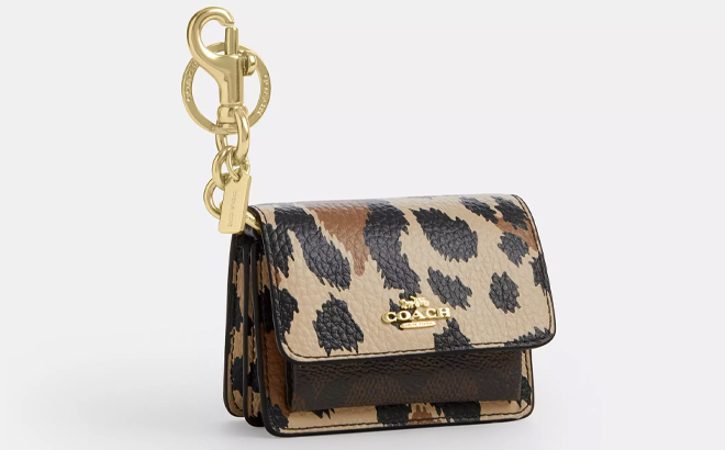 Coach Outlet Klare Bag Charm With Signature Canvas And Leopard Print