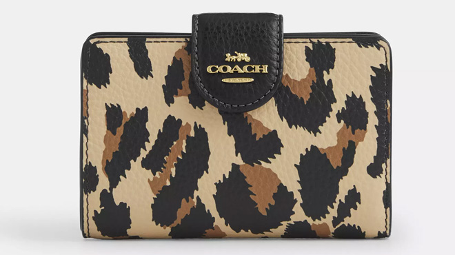 Coach Outlet Medium Corner Zip Wallet With Leopard Print