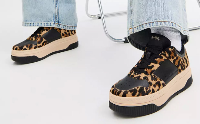 Coach Outlet Platform Sneakers With Leopard Print