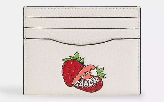 Coach Outlet Slim Id Card Case With Strawberry Graphic Coach Outlet Slim Id Card Case With Strawberry Graphic
