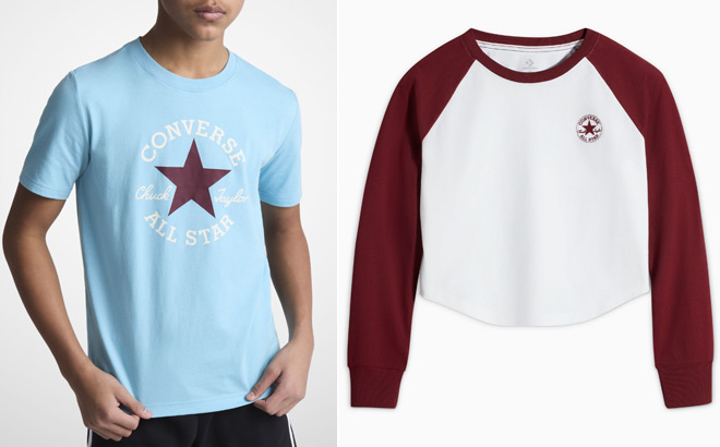 Converse Kids Chuck Patch TShirt and Womens Long Sleeve Raglan TShirt Converse Kids Chuck Patch TShirt and Womens Long Sleeve Raglan TShirt