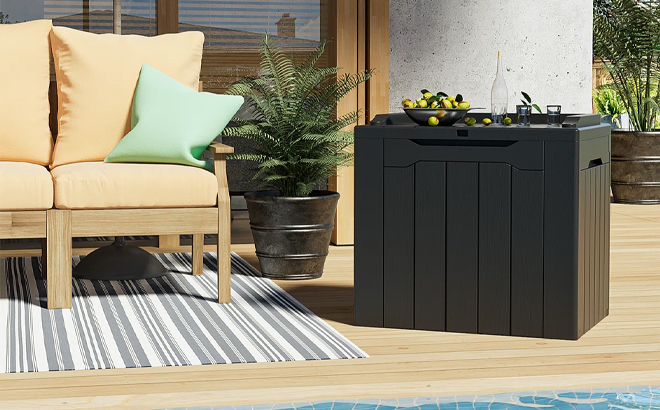 Devoko 32 Gallon Water Resistant Lockable Deck Box With Seat