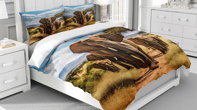 Elephant 3 Piece Twin Duvet Cover Set Elephant 3 Piece Twin Duvet Cover Set