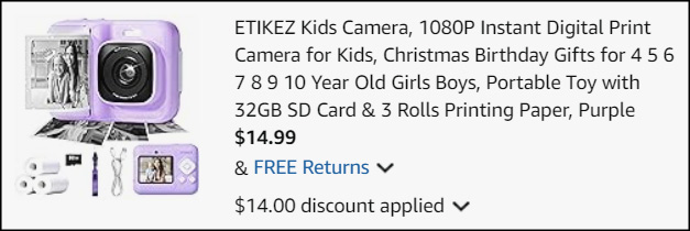 Etikez Kids Digital Camera Checkout Etikez Kids Digital Camera Checkout