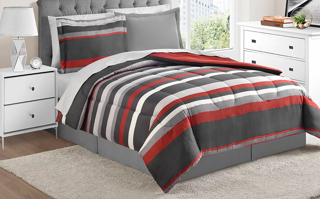 Fairfield Square Collection Austin Stripe Solid Reversible 8 Piece Comforter Set