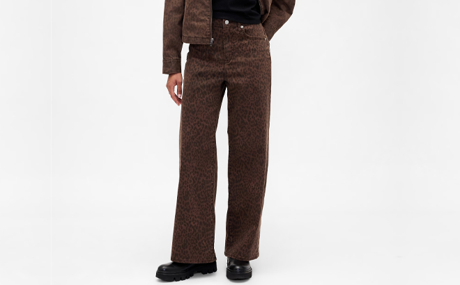 GAP Factory High Rise Print Wide Leg Jeans GAP Factory High Rise Print Wide Leg Jeans