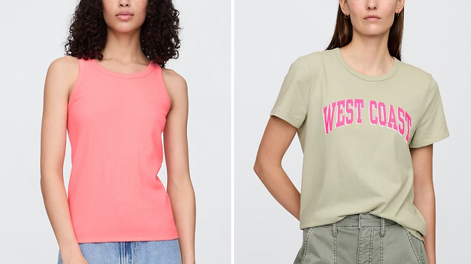 GAP Factory Ribbed Scoopneck Tank Top and Favorite Graphic T Shirt GAP Factory Ribbed Scoopneck Tank Top and Favorite Graphic T Shirt