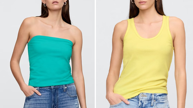 GAP Factory Stretch Jersey Tube Top and Ribbed Scoopneck Tank Top GAP Factory Stretch Jersey Tube Top and Ribbed Scoopneck Tank Top