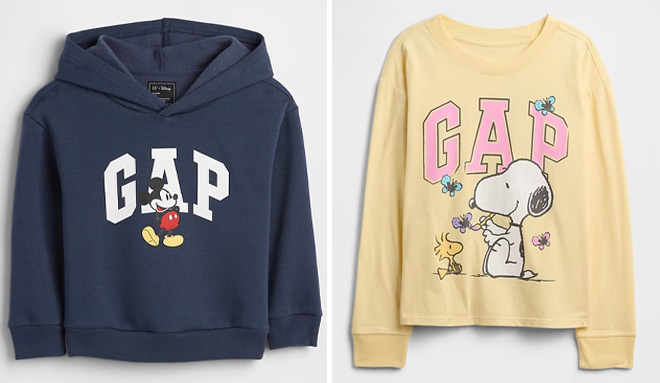 GAP Factory babyGap × Disney Mickey Mouse Toddler Hoodie and GAP Factory GapKids Peanuts Oversized Logo T Shirt GAP Factory babyGap × Disney Mickey Mouse Toddler Hoodie and GAP Factory GapKids Peanuts Oversized Logo T Shirt