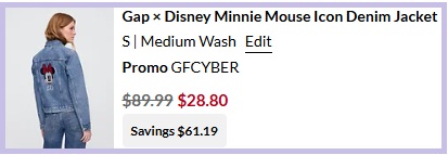 GAP Factory x Disney Minnie Mouse Icon Denim Jacket Checkout Page