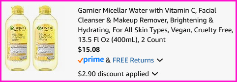 Garnier Micellar Water Checkout Screen Garnier Micellar Water Checkout Screen