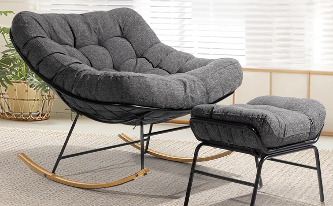 George Oliver Carlynne Moon Rocking Chair with Ottoman