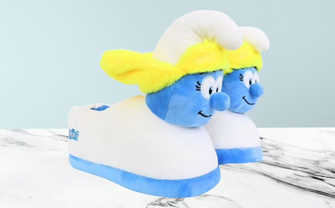 Ground Up Smurfs Womens Smurfette 3D Slippers on the Table Ground Up Smurfs Womens Smurfette 3D Slippers on the Table