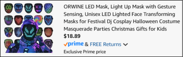 Halloween LED Mask Checkout