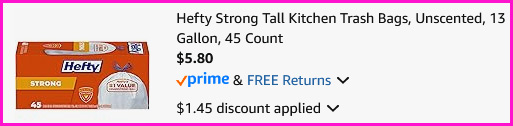 Hefty Strong Tall Kitchen Trash Bags Checkout Screen