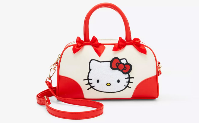 Hello Kitty Fuzzy Patch Bowler Handbag