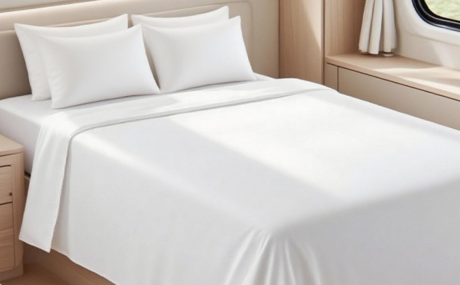 HunnmingRe Rv Bed Fitted 4 Piece Sheet Set