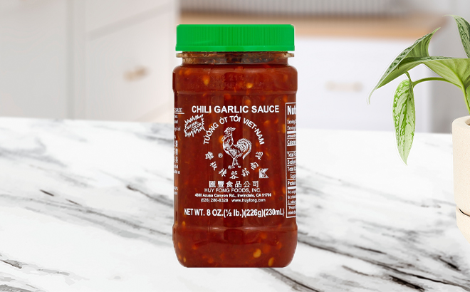 Huy Fong Chili Garlic Sauce 8 oz on a Kitchen Counter
