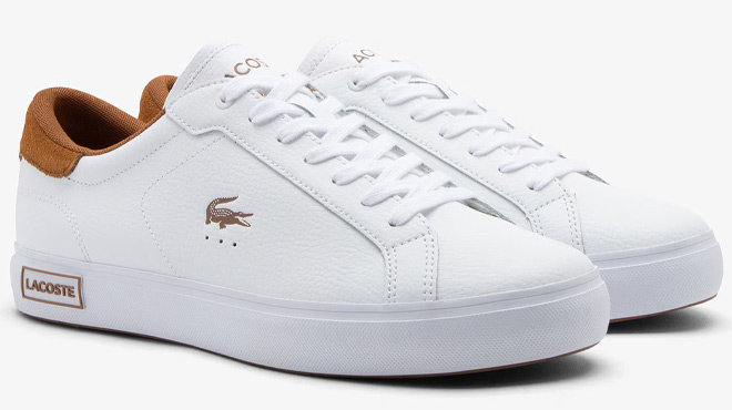 Lacoste Mens Powercourt Leather Sneakers Lacoste Mens Powercourt Leather Sneakers