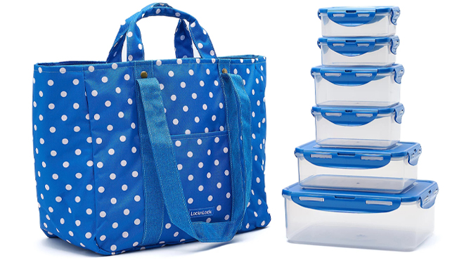 LocknLock Totes Containers 8 Piece Set in Blue Color