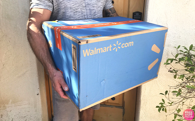 Man Holding Walmart Box