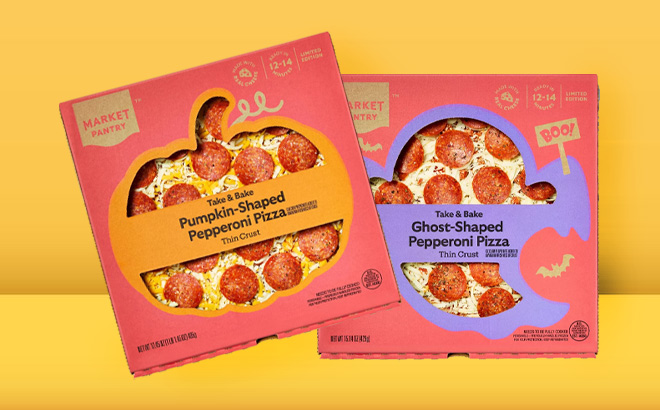 Market Pantry Pumpkin and Ghost Shaped Pizzas Market Pantry Pumpkin and Ghost Shaped Pizzas