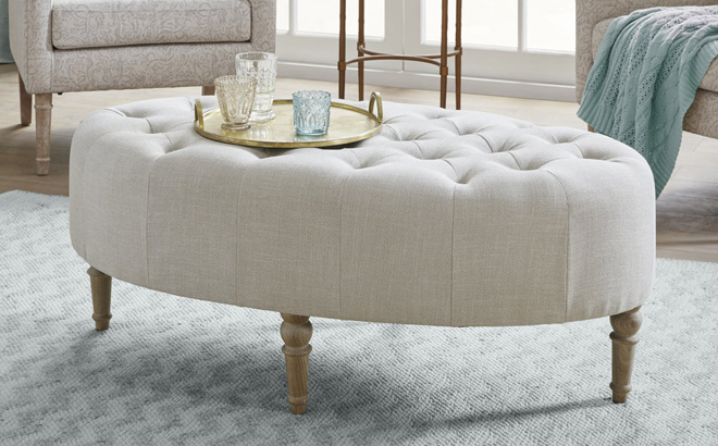 Martha Stewart Clara Tufted Oval Ottoman Martha Stewart Clara Tufted Oval Ottoman