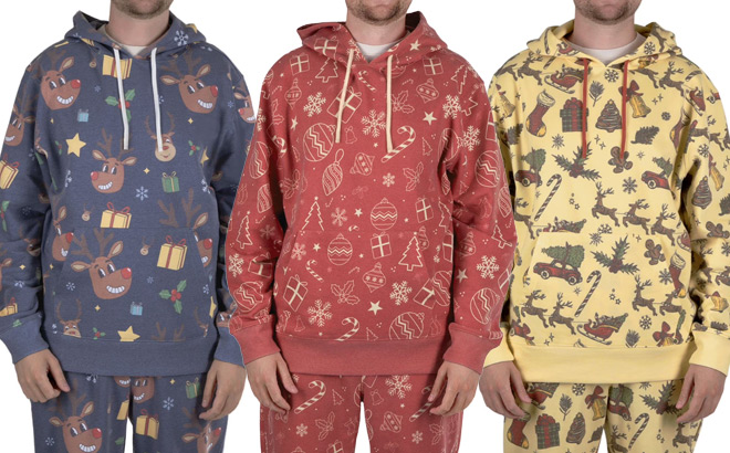 Mens Holiday Fleece Hoodie and Jogger Sets