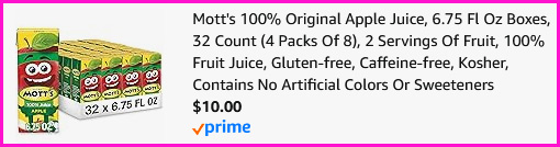 Motts Apple Juice Checkout Screen