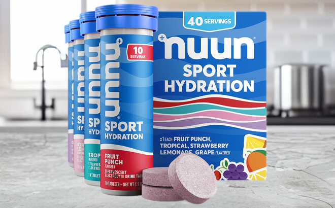 Nuun Sport Electrolyte Tablets 4 Pack on a Table