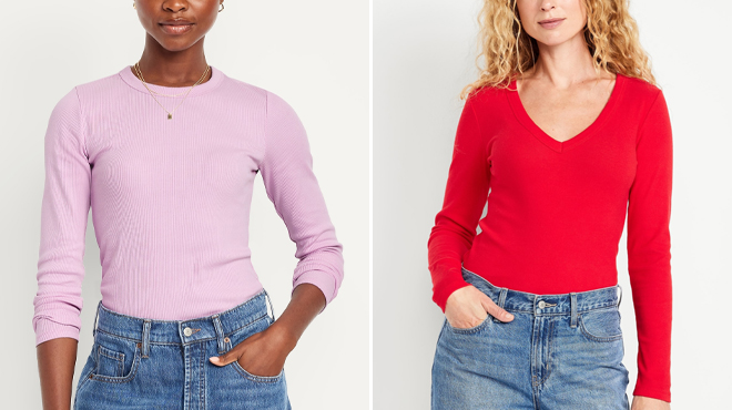 Old Navy Womens Snug Long Sleeve Crew Neck T Shirt and Old Navy Womens Cozy Snug Long Sleeve V Neck T Shirt Old Navy Womens Snug Long Sleeve Crew Neck T Shirt and Old Navy Womens Cozy Snug Long Sleeve V Neck T Shirt