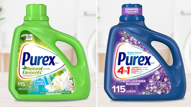 Purex Natural Elements Linen Lilies 115 Loads Detergent and Purex Fresh Lavender Blossom 115 Loads Detergent