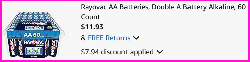 Rayovac Batteries Checkout Screen