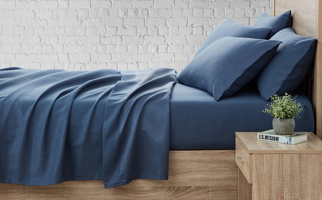 Serta So Soft 4 Piece Navy Full Size Sheet Set