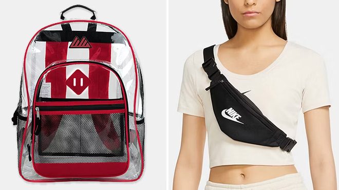 Summit Ridge Delux Clear Backpack with Mesh and Nike Heritage Waistpack Summit Ridge Delux Clear Backpack with Mesh and Nike Heritage Waistpack