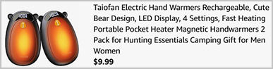 Taiofan Rechargeable Electric Hand Warmers 2 Pack Screenshot Taiofan Rechargeable Electric Hand Warmers 2 Pack Screenshot