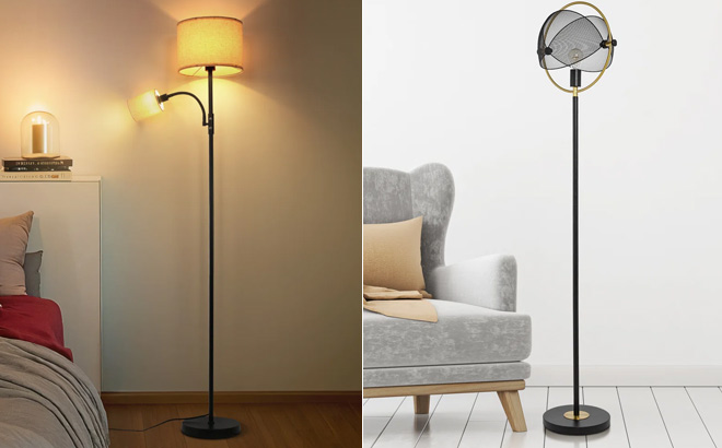 Teulon 67 Inch Black Modern Tree Floor Lamp with Led Bulbs