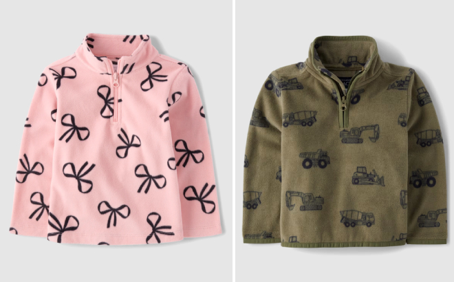 The Childrens Place Toddler Girls Print Microfleece Half Zip Pullover and The Childrens Place Toddler Girls Print Microfleece Half Zip Pullover and
