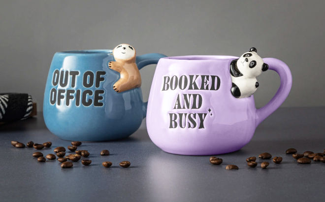 Thyme Table Sloth Out of Office and Booked and Busy Panada Mugs 2 Pack