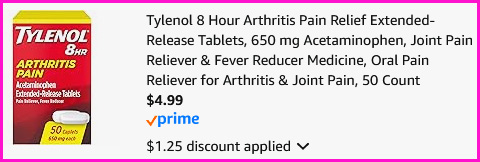 Tylenol Checkout Screen