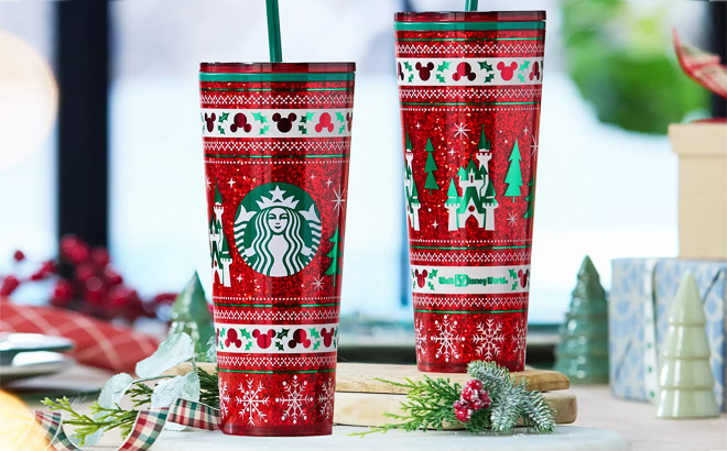 Walt Disney World Holiday Fair Isle Starbucks Travel Tumbler