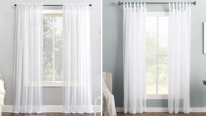 Wayfair Basics Sheer Rod Pocket Curtain Panel and Sheer Tab Top Curtain Panel Wayfair Basics Sheer Rod Pocket Curtain Panel and Sheer Tab Top Curtain Panel