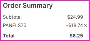 Wood Photo Panels Checkout Screen